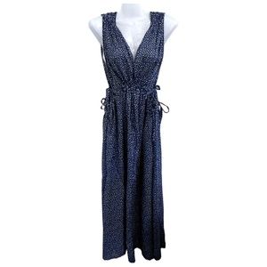 J. Crew Side-tie beach dress in dot Size M NEW Navy Blue Oversized BH545